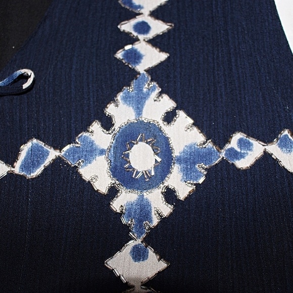 We Be Bop *Art to Wear*, Tribal Long Vest, Beaded - sz 2X Plus, Vintage - Picture 3 of 8